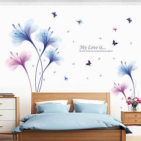 Decal dán tường hoa màu tím My Love is ZOOYOO XL8262