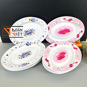 Mua  COMBO  DĨA HỘT XOÀI  OVAL MECA cao cấp 25.5 cm - HÀNG VIỆT NAM CHẤT LƯỢNG CAO  bóng đẹp  hoa văn sang trọng