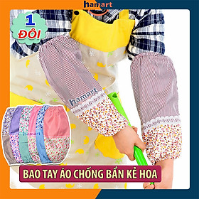 1 Đôi Bao Ống Tay Áo Làm Bếp Rửa Chén Chống Bám Bẩn Phong Cách Hàn Quốc Kẻ Sọc Vân Hoa