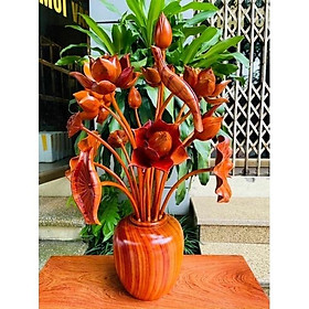 Mua hoa sen gỗ hương vip 17 cành 1 bình