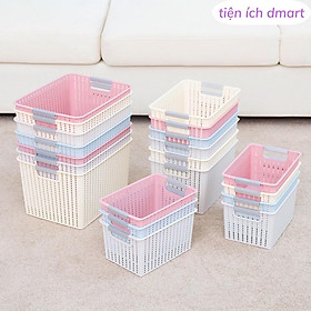 Mua giỏ đựng đồ vuông góc   rổ nhựa chữ nhật đựng đồ có quai 2 bên 3415