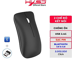 Chuột không dây bluetooth HXSJ T23 5.1 2.4GHz siêu mỏng tự sạc,ko tiếng ồn cho pc laptop, máy tính Bluetooth, tivi - Hàng Chính Hãng