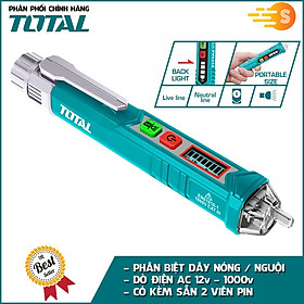 Bút dò điện áp cảm ứng AC 1000V TOTAL THT2910003 - có kèm pin, phân biệt dây nguội nóng, độ chính xác cao, đèn led báo động