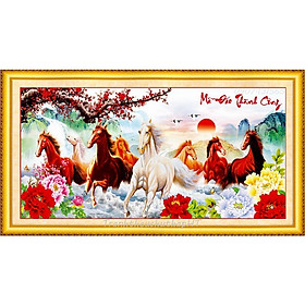 Tranh thêu chữ thập mã đáo thành công hoa đào LV3112 - 84 x 42 cm - chưa thêu