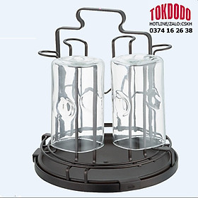 Mua Khay giá úp ly cốc tròn chữ nhật sơn tĩnh điện kèm bộ khay hứng nước cao cấp tiện dụng