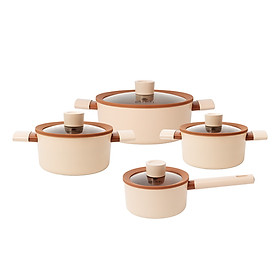 Bộ nồi chống dính Ceramic Elmich Mocha EL5243MC04 Size 18, 20, 24, quánh 16cm