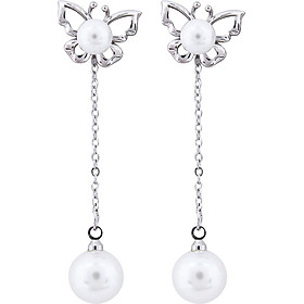 Bông Tai Mạ Bạc Pearl Mix Butterfly Tatiana BB2849 - Bạc