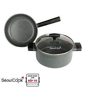 Mua Bộ nồi chảo chống dính 2 món đáy từ Seoulcook Healthy  nồi 24cm + chảo 24 cm cao cấp Hàn Quốc  phong cách Châu Âu hiện đại  dùng được tất cả các bếp Induction