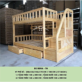 (Ord) Benny – Giường 2 tầng + 2 Hộc Kéo 1m2 - 1m2