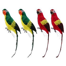 4X Colorful Bird Feather Realistic Home Garden Decor Ornament Parrot Bird
