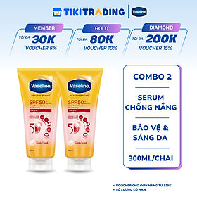 Combo 2 Serum chống nắng cơ thể Vaseline 50x bảo vệ da với SPF 50+ PA++++ giúp da sáng hơn gấp 2X 300ml