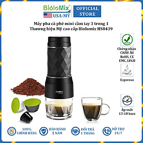 Máy pha cà phê cầm tay sử dụng viên nén Nespresso, Dolce-Gust, bột cà phê Biolomix HS8439 - Hàng Chính Hãng