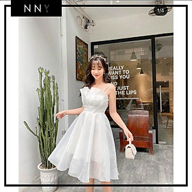 Váy trắng xếp ly ngực con sò dáng xòe CHAMY DRESS - V024
