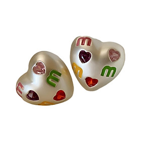 Love Heart Shape Stud Earrings Sign for Birthday Gifts Masquerade Engagement