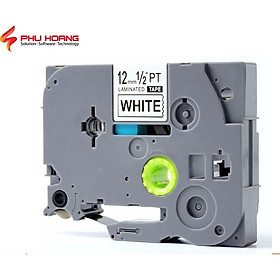 Mua Nhãn in TZ2-S131  Khổ rộng 12mm  chữ đen nền trong( Black on Clear)  siêu dính  bám dính cao  chống trầy xước.