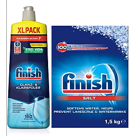 Combo Muối rửa bát finish 1.5kg+Nước làm bóng finish 750ml dùng cho Máy rửa bát