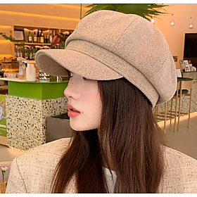 Mũ bê rê nữ dạ trơn 2 lớp cao cấp phong cách Hàn, nón nồi có vành cho nữ mới