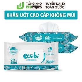 Khăn giấy ướt cho bé Ecobi không mùi không cồn không paraben an toàn cho làn da nhạy cảm của bé