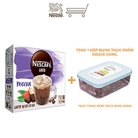 Cà phê hòa tan Nescafé Latte vị sô cô la (Hộp 10 gói x 24g) - [Tặng 1 hộp đựng thực phẩm Inochi 500ml - Giao màu ngẫu nhiên]