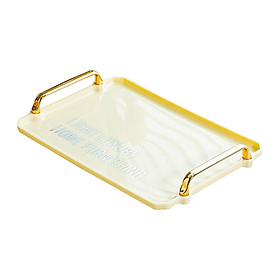 Serving Tray with Gold Handles Elegant Multifunctional Rectangle Tray Ottoman Tray Decorative Tray for Tea Breakfast Home Living Room Drinks