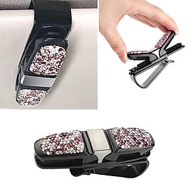 Crystal Rotatable Diamond Eyeglasses Glasses Holders for Car Sun Visor w/ Ticket Card Clip