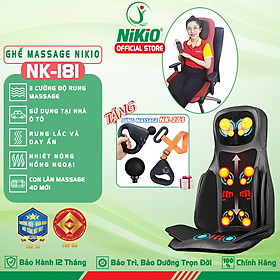 Ghế (Đệm) Massage Toàn Thân Nikio NK-181 - Máy Mát Xa Lưng, Cổ Vai Gáy, Con Lăn 3D Xoa Bóp Chuyên Sâu, Kết Hợp Hồng Ngoại, Rung Và Nhiệt Giúp Cơ Thể Thư giãn, Giảm Căng Thẳng - Màu đen