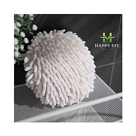 Khăn lau tay nhà bếp nhà vệ sinh có móc treo, bông lau tay san hô tròn mềm mịn thấm hút   - Happy Life 4U