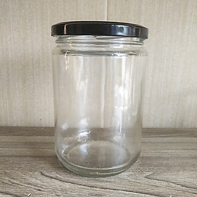 Mua Set 3 hũ thủy tinh tròn nắp thiếc đen 500ml  hũ đựng mật ong  gia vị  thực phẩm