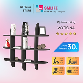 Kệ gỗ treo tường trang trí hiện đại SMLIFE Wyrona  | Gỗ MDF dày 17mm chống ẩm | D90xR20xC90cm