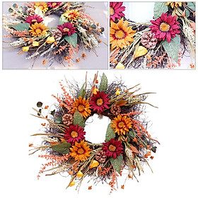 Artificial Sunflower Wreath for Front Door 23'', Wedding Decorations Wall Decor