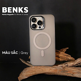 Ốp lưng nhám hỗ trợ sạc không dây cho iPhone 15 Pro Max, iPhone 15 Pro chính hãng Benks Magclap Lucis Armor Case , chống bám bẩn - Hàng nhập khẩu