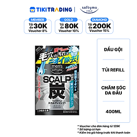 Dầu gội than hoạt tính chăm sóc da đầu dành cho nam SOFTYMO túi refill (400 ml/túi)