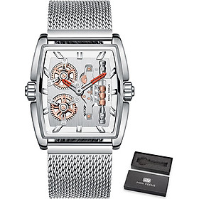 MINI FOCUS Men Watch Quartz Movement with Mesh Steel Strap Time Display Rotating Wheels Steampunk Style 3ATM Waterproof