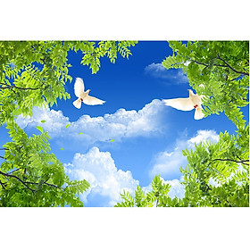 Mua Tranh trần nhà 3D bầu trời lá xanh 7 TN56