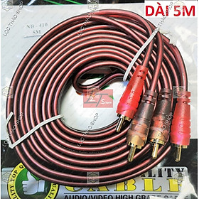 Cáp loa 4 đầu AV hoa sen dài 1.5M 3M 5M JSTAR LION cao cấp siêu dẻo(dây loa av 2 ra 2)
