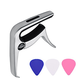 ammoon TC-02 Multifunctional Guitar Capo Zinc Alloy with Bridge Pin Puller Guitar Pick Slot 3pcs Guitar Picks for