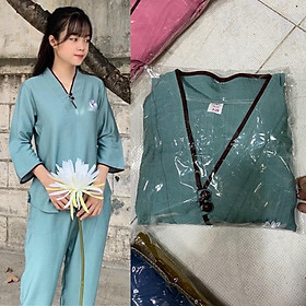 Đồ Lam Đi Chùa# Tim 2Nút Vải Tơ Lụa Cao Cấp # Đồ Bộ # Quần Áo Nữ