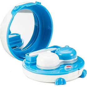Companion contact lens box creative solid color mate box automatic cleaner beauty care box with tweezers double box blue BL2011
