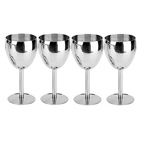 4pcs Stainless Steel Red Wine Glass Champagne Goblet Cup Drinking Mug 145mm
