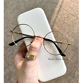 Gọng kính mắt tròn ngố kim loại cho bé + Tặng hộp đựng, khăn lau