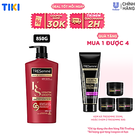 Dầu gội TRESEMME Keratin Smooth Cho tóc khô xơ rối Công thức Hydrolyzed Keratin Dưỡng Tóc Vào Nếp Suôn Mượt 850g