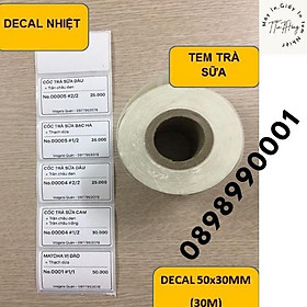 Mua 5 Cuộn Giấy In Tem Trà Sữa 50x30