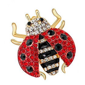 2X Pin Brooch Black Enamel Rhinestone  Animal Jewelry Charms Corsage - Red