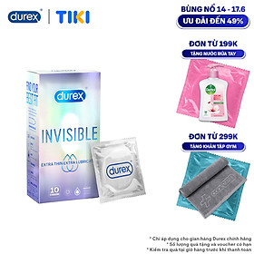 Bao cao su Durex Invisible Extra Thin Extra Lubricated 1 Hộp 10 Bao