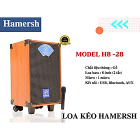 Mua Loa kéo thùng gỗ hát karaoke  nghe nhạc bass 2 tấc kết nối bluetooth  usb HAMERSH H8-28 hàng chính hãng