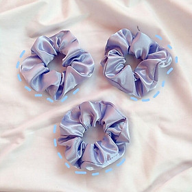 Combo 3 dây buộc tóc Scrunchies bóng (Tặng kèm kẹp tóc ngẫu nhiên)