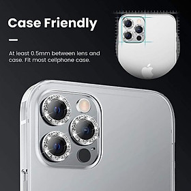 Bộ miếng dán kính cường lực Camera Diamond đính đá cho iPhone 13 Pro/ 13 Pro Max hiệu Kuzoom Lens Ring - Hàng nhập khẩu