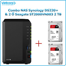 Mua Combo Thiết bị lưu trữ NAS Synology DS220+ và 2 Ổ cứng Seagate ST2000VN003 2 TB - Hàng Chính Hãng