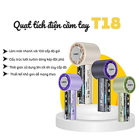Mua Quạt Cầm Tay Mini GDV T-18 Turbin 100 Cấp Độ Gió Có Sò Lạnh Pin 4000 mAh - Màu Ngẫu Nhiên - Hàng Chính Hãng