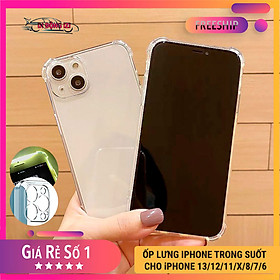 Ốp Lưng iPhone Trong Suốt Chống Sốc 4 Góc, Đục Lỗ Camera Cho iPhone 6 6s 7 8 Plus SE X XS XS Max 11 12 13 14 Mini Pro Max - MỀM, DÀY, BẢO VỆ CAMERA